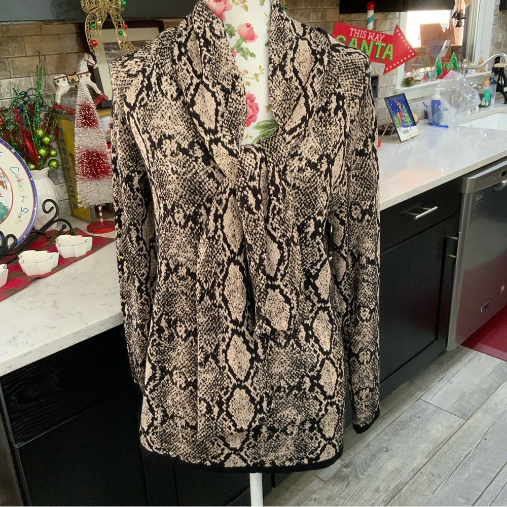 Chico's Sweater Size Large Python Print Removable… - image 1